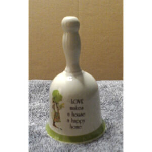 Holly Hobbie Country Living Stoneware BELL 5" Love Makes A House A Happy Home